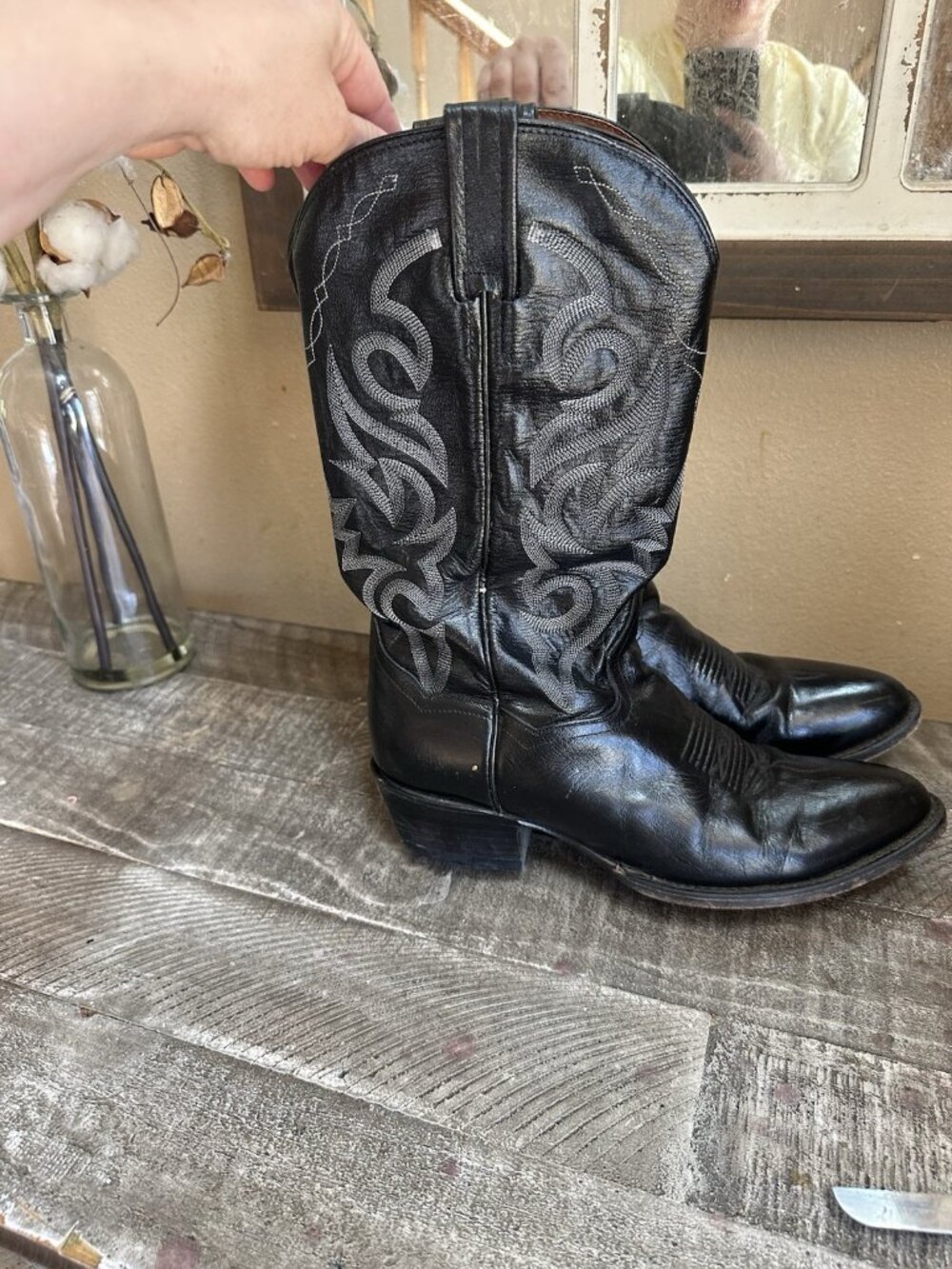 Dan Post Cowboy Boots Men’s 8.5 Extra Wide Black Leather Western Milwaukee - Picture 3 of 6
